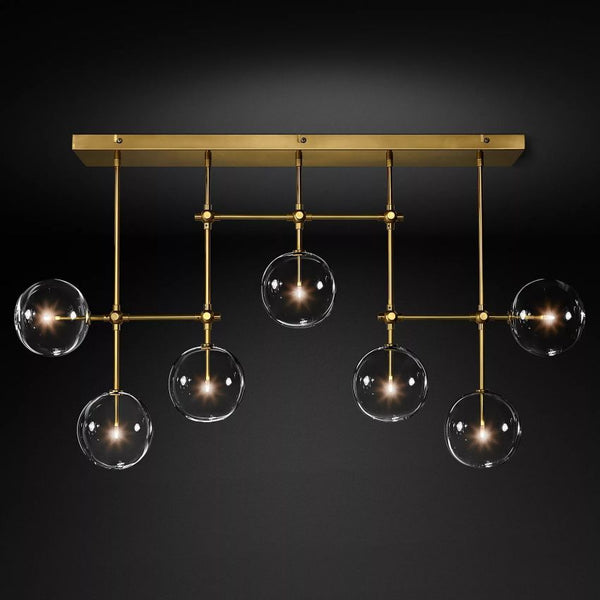 Globe Glass Modern Linear Chandelier  59"W