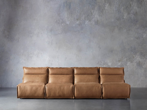 Rowland Leather Four Piece Armless Motion Modular Sofa