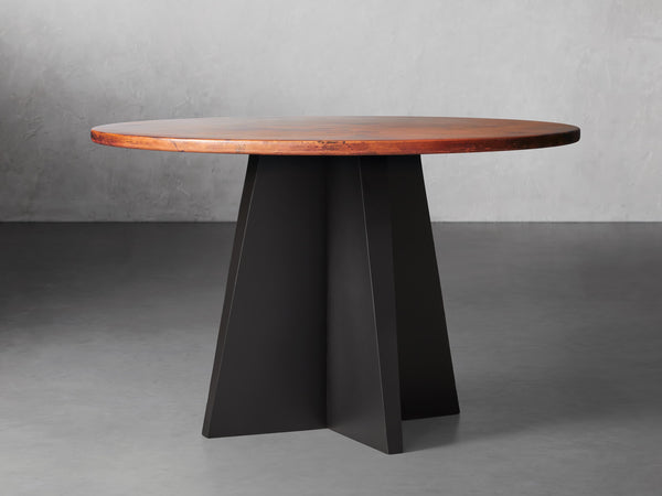 Recycled Metal Round Dining Table with Vertex Base