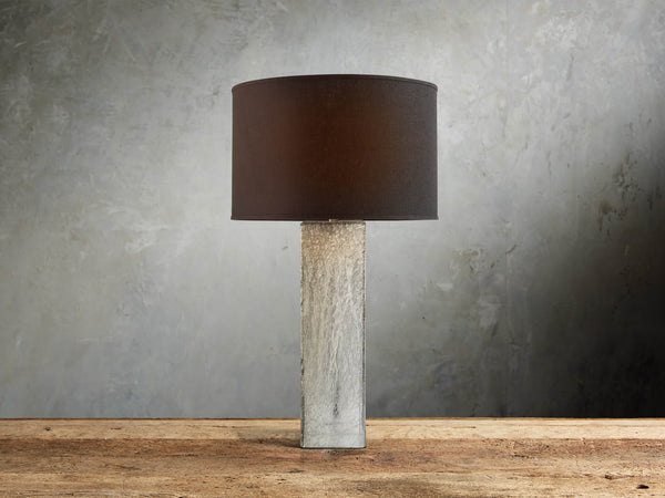 Adrano Table Lamp in Silver with Black Shade