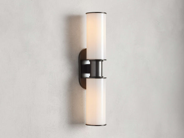 Harlin 2-Light Bronze Wall Sconce in Milk