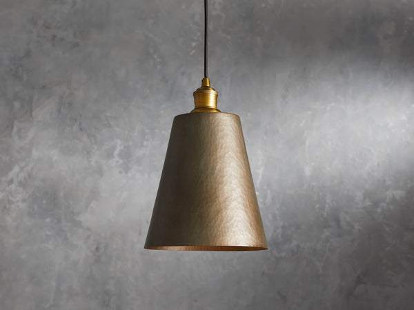 Recycled 9" Metal Tapered Pendant in Brass