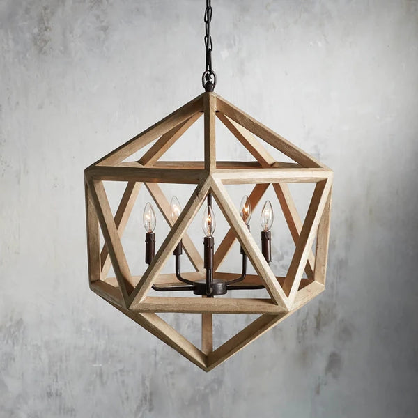 Wooden Geode Chandelier in Natural