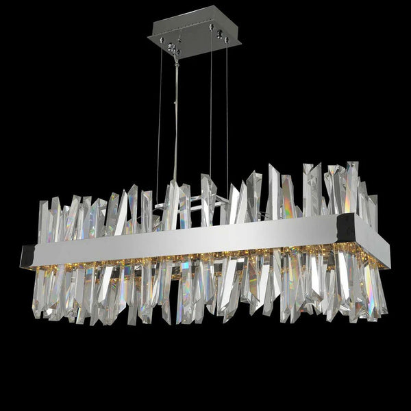 40" Glacius Polished Chrome LED Crystal Pendant Light