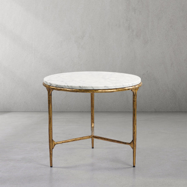 Thaddeus Marble Round Side Table 3 Table Leg 24"D