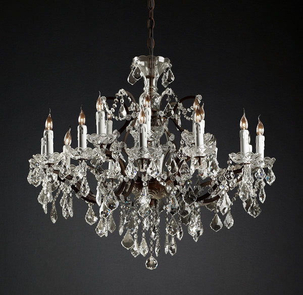 Rocco Iron & Crystal Round Chandelier 33''