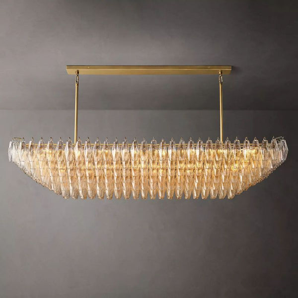 Chiaray Glass Tiered Rectangular Chandelier 74"