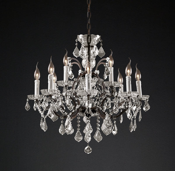 Rocco Iron & Crystal Round Chandelier 28''