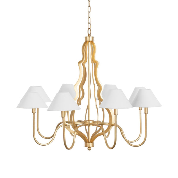 Eight Light Gold Leaf Chandelier