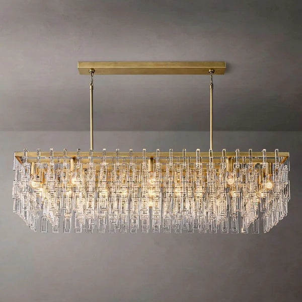 Mariogold Multi-Tier Crystal Chain Rectangular Chandelier 60"