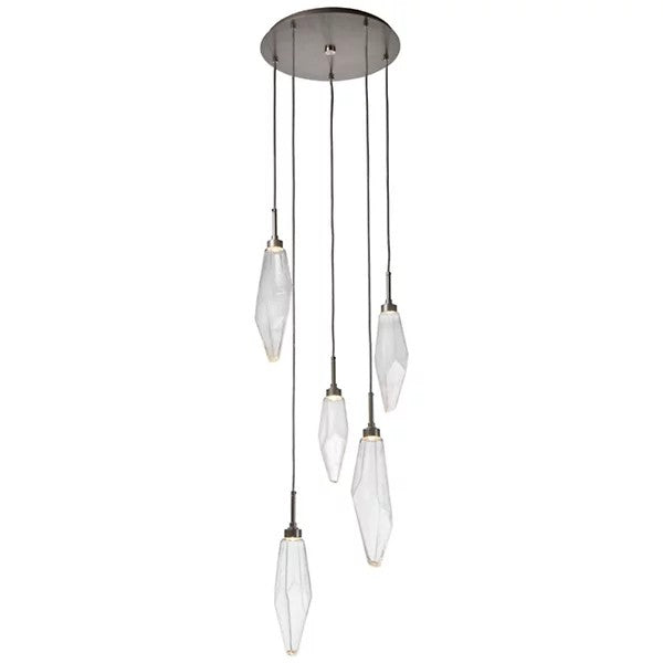 Rock Crystal Round Multi Light LED Pendant