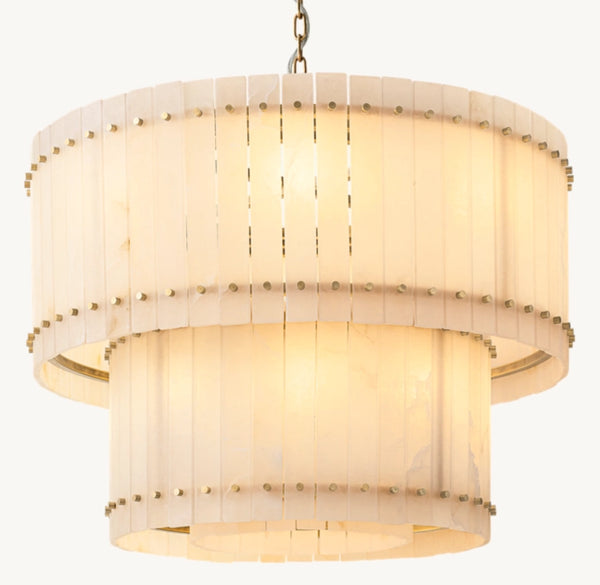 San Marco Alabaster Round Tiered Chandelier 37"