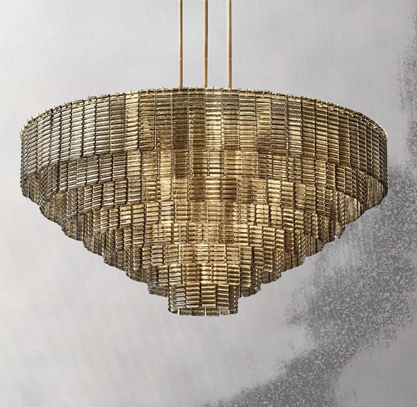 Sirens Amber Glass Round Chandelier 52"