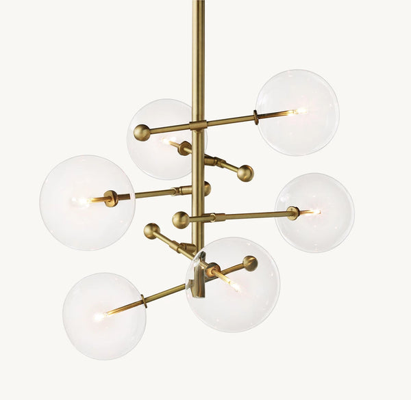 GLASS GLOBE MOBILE SIX-ARM CHANDELIER 40"