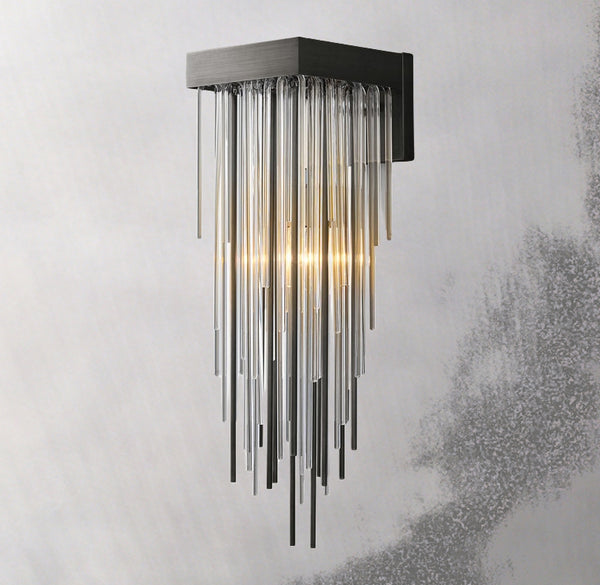 Cascad Crystal And Metal Rods Wall Sconce