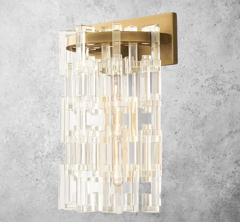 Mariogold Multi-Tier Crystal Chain Wall Sconce