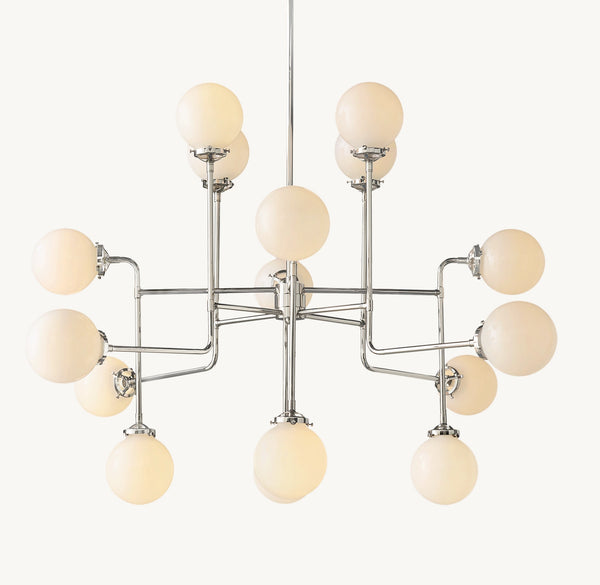 Bistro Globe Milk Glass Chandelier 56"