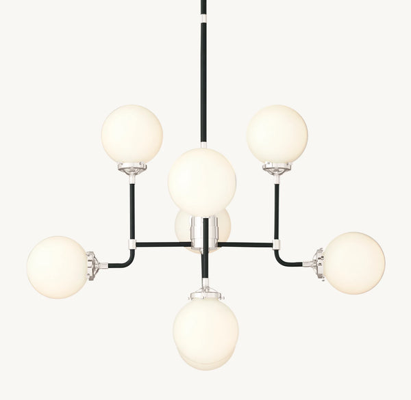 Bistro Globe Milk Glass Chandelier 34"