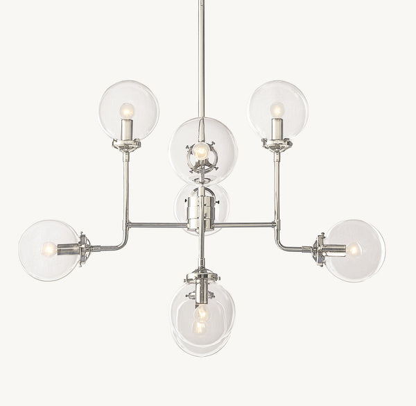 Bistro Globe Clear Glass Chandelier 34"