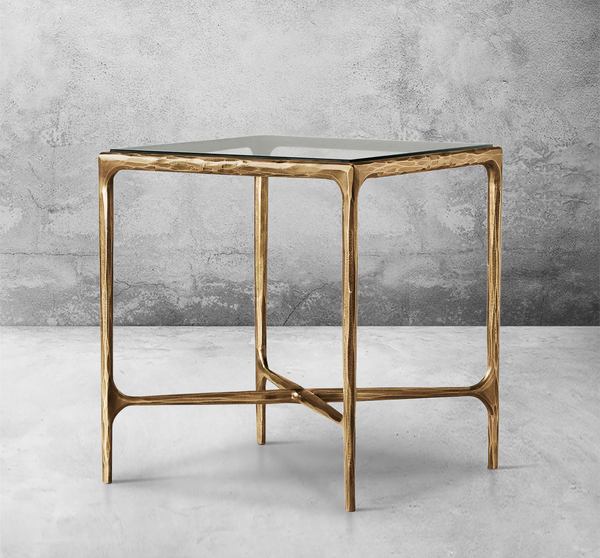 Thaddeus Glass Square Side Table 18" 22"