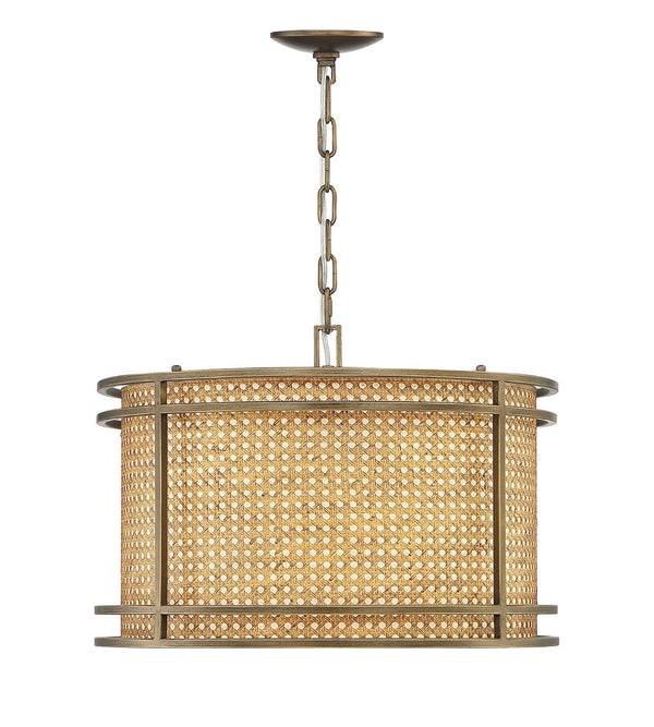 Tailor Cane and Brass Pendant Chandelier