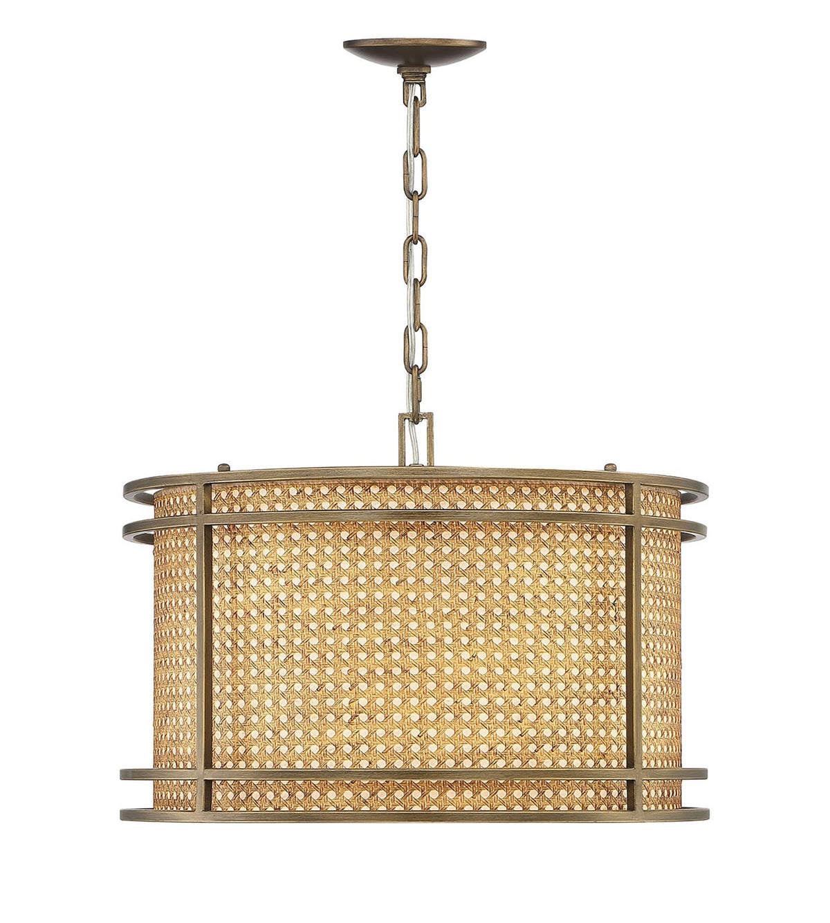 Tailor Cane and Brass Pendant Chandelier