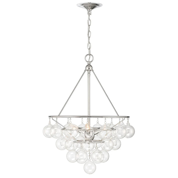 Isla 3-Light Nickel and Glass Contemporary Chandelier