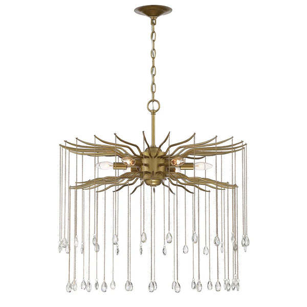 Lark 6-Light Round Statement Brass and Crystal Chandelier