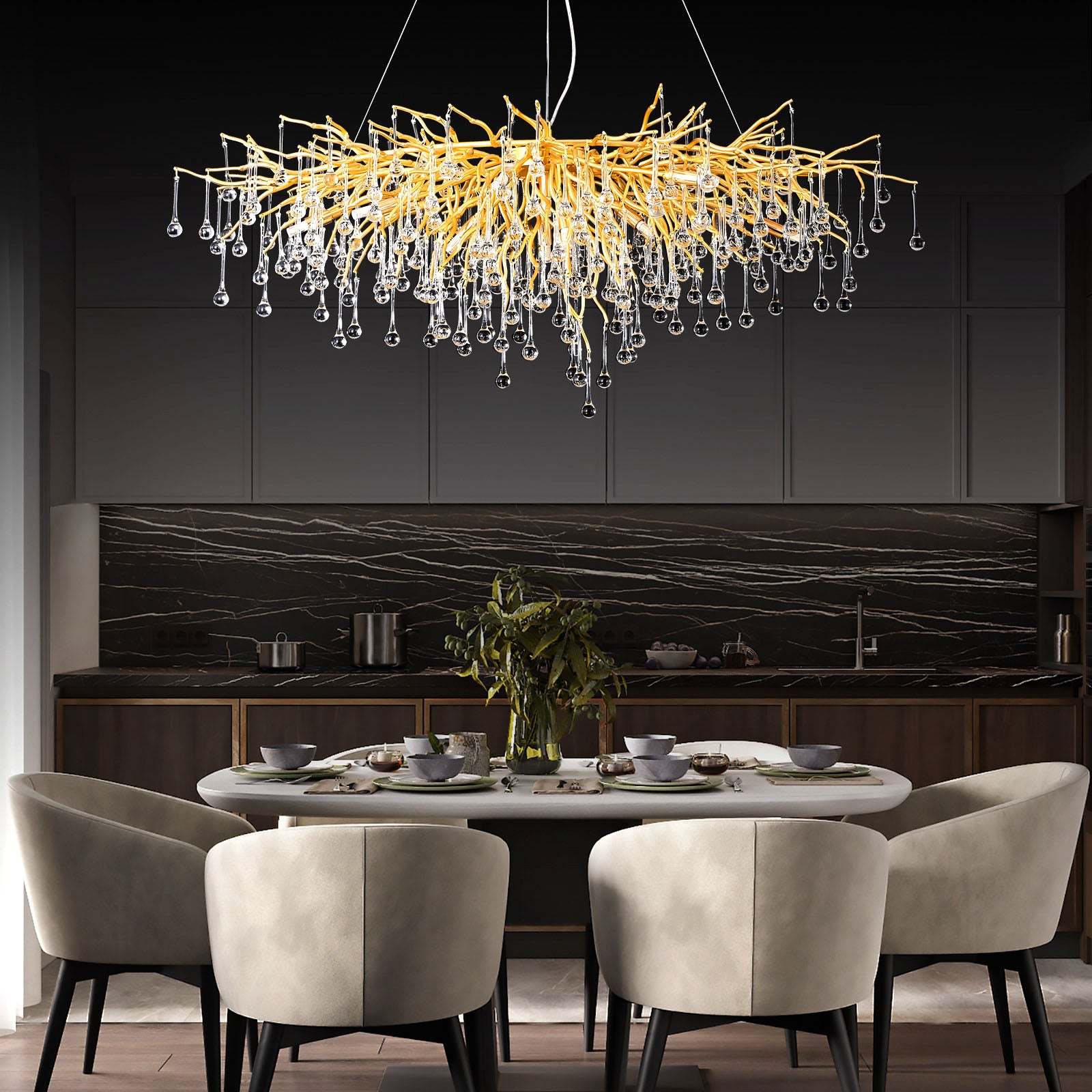 Crystal Branch Raindrop Chandelier