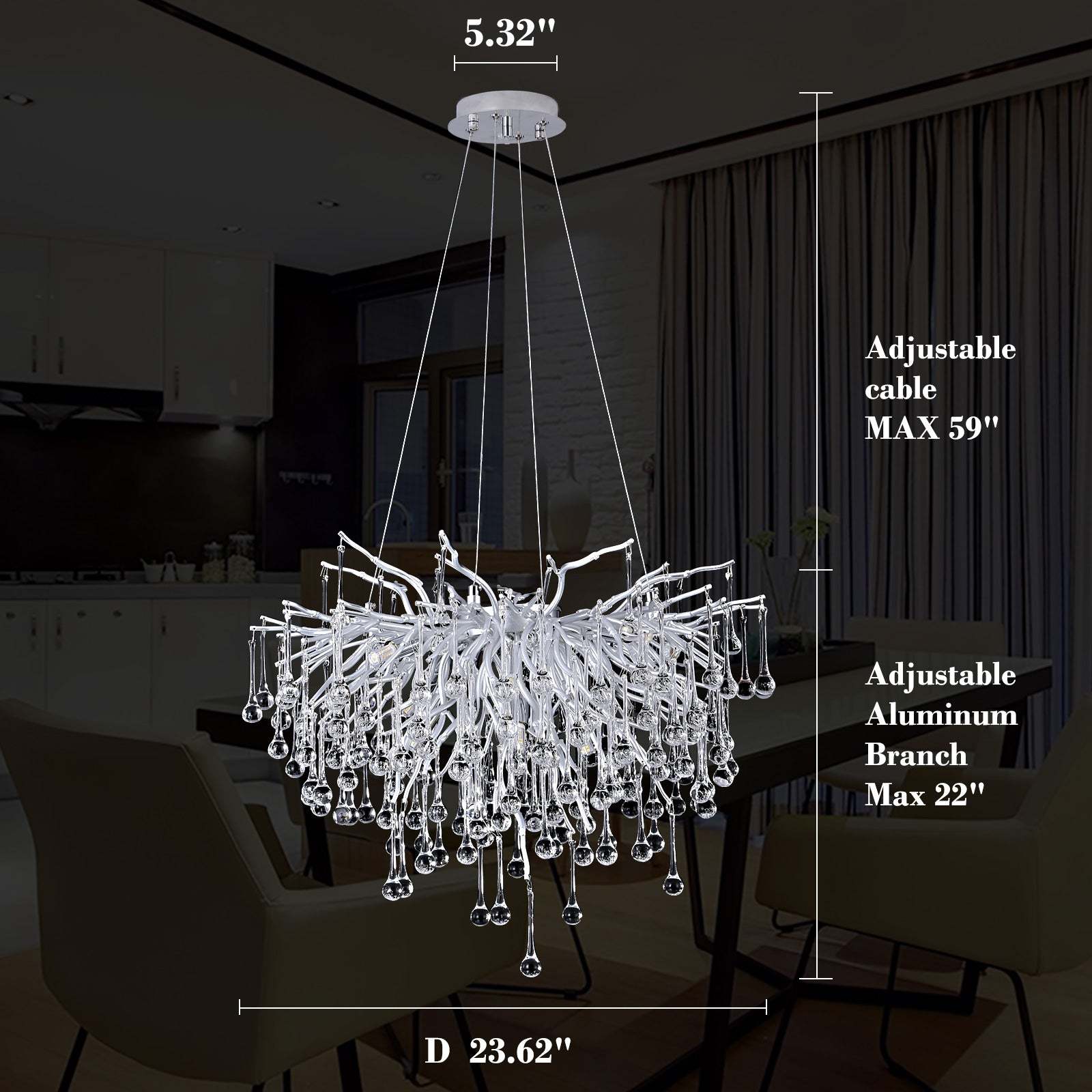 Crystal Branch Raindrop Chandelier