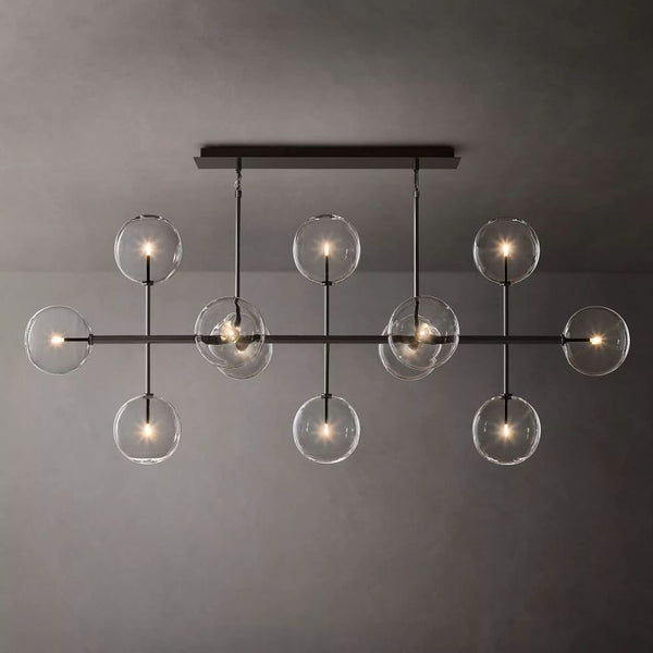 Glass Globe Modern Linear Chandelier 72"W