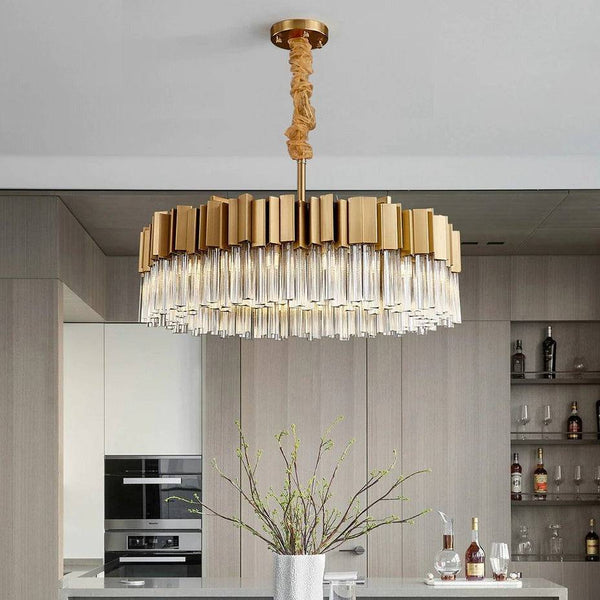 Milano Brushed Gold Crystal Chandelier