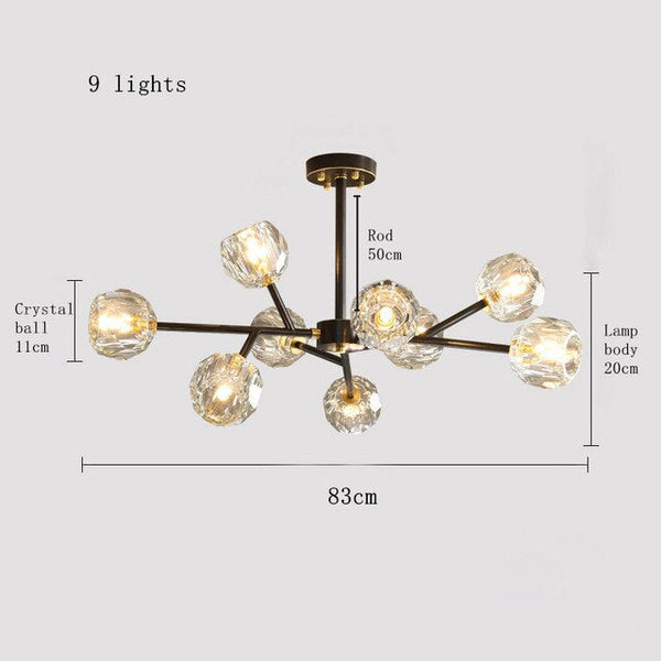 Raman Crystal Branch Chandelier, Black