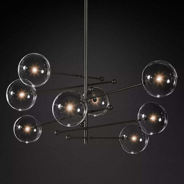 Glass Globe Modern Eight-Arm Chandelier 79"W