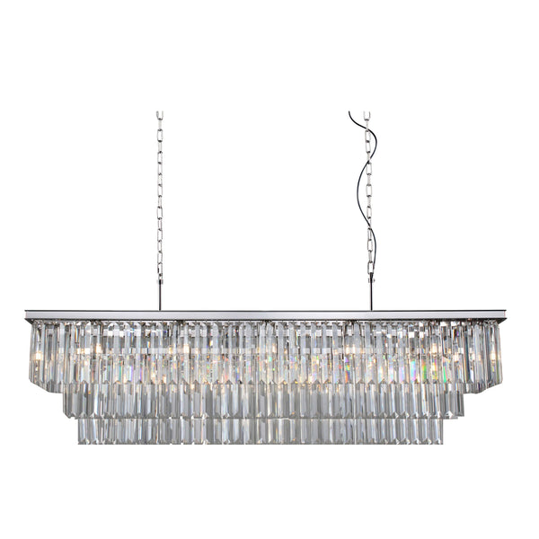 3-Tier Odeon Crystal Fringe Rectangular Chandelier