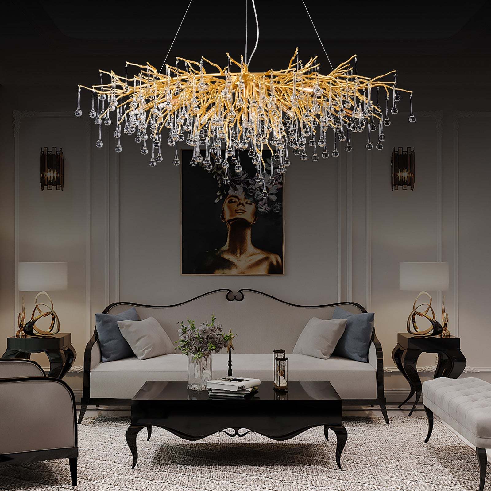 Crystal Branch Raindrop Chandelier