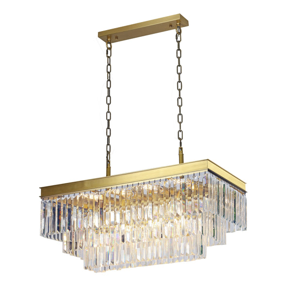 Ather 3-Tier Odeon Rectangular Fringe Crystal Chandelier