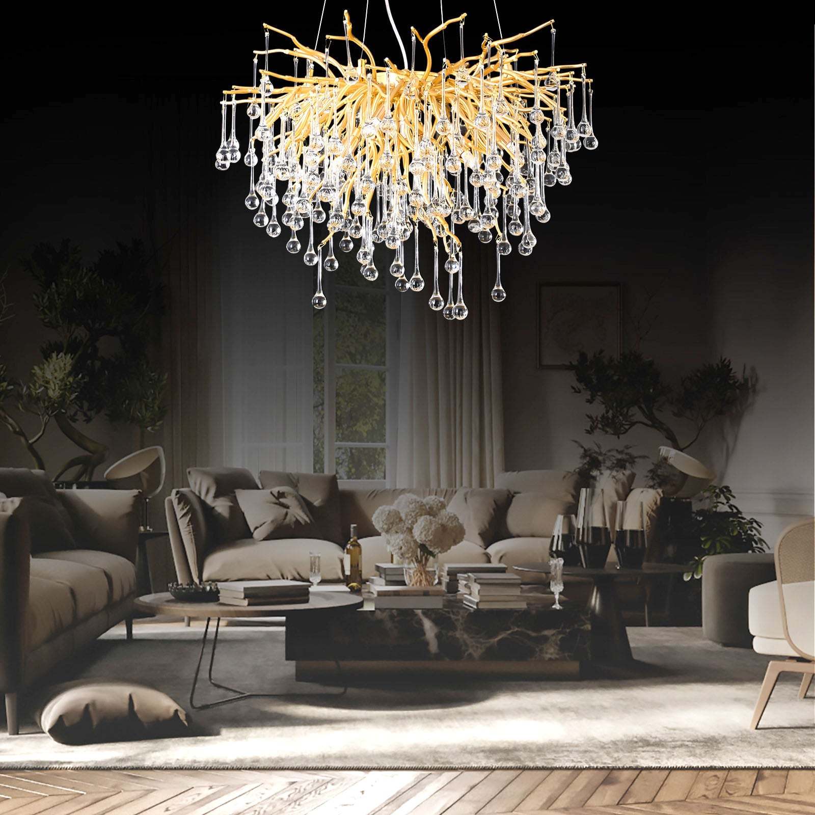 Crystal Branch Raindrop Chandelier