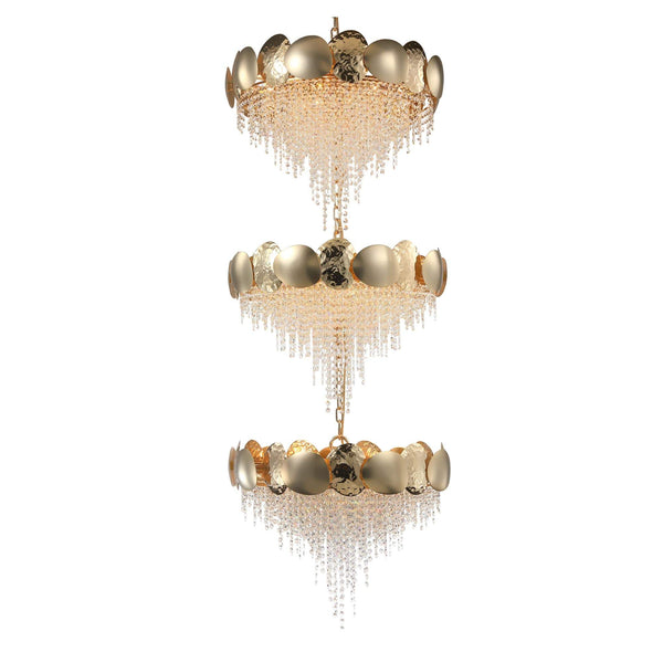 Amadeo Tiered Pendant Brass Crystal Chandelier