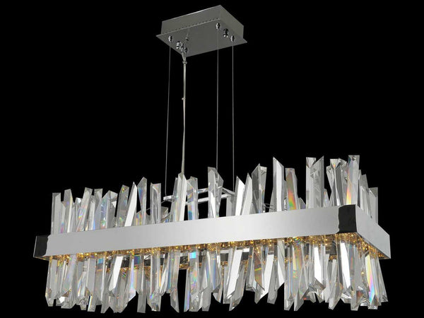 40" Glacius Polished Chrome LED Crystal Pendant Light