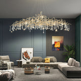 Crystal Teardrop Brass Branch Chandelier