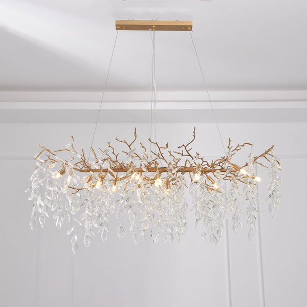 Drop shape Gold Clear Crystal Chandelier