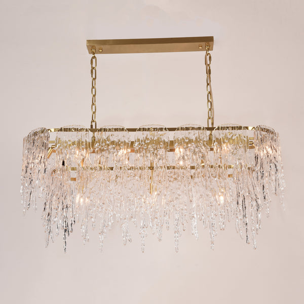 Aletta Melting Drop Crystal Glass Rectangle Chandelier