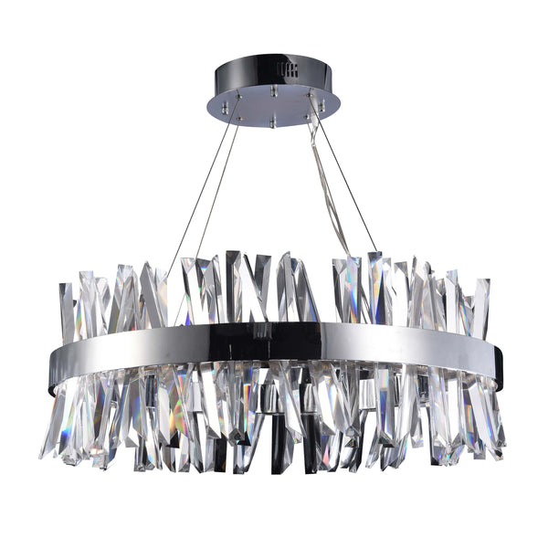 40" Glacius Polished Chrome LED Crystal Pendant Light