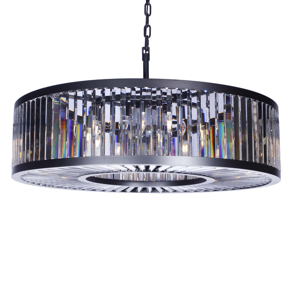 Apex Oro 43"W Round Crystal Fringe Prism Chandelier