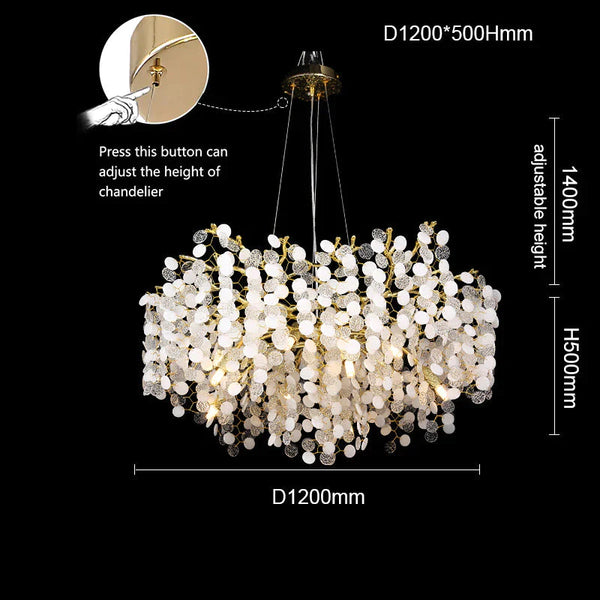 Modern Gold Blossom Crystal Round Branch Chandelier For Living Room