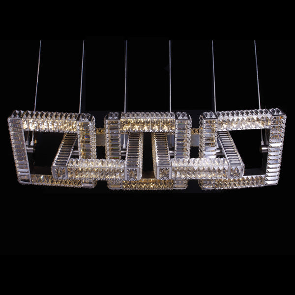 5-Ring Rectangular Linear Crystal Chandelier