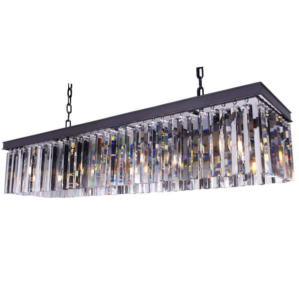 Apex Single-Tier  Odeon Rectangular Fringe Crystal Chandelier