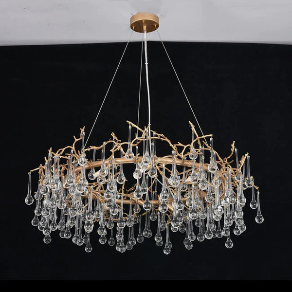 Modern Round Small Water Drop Branch Chandelier