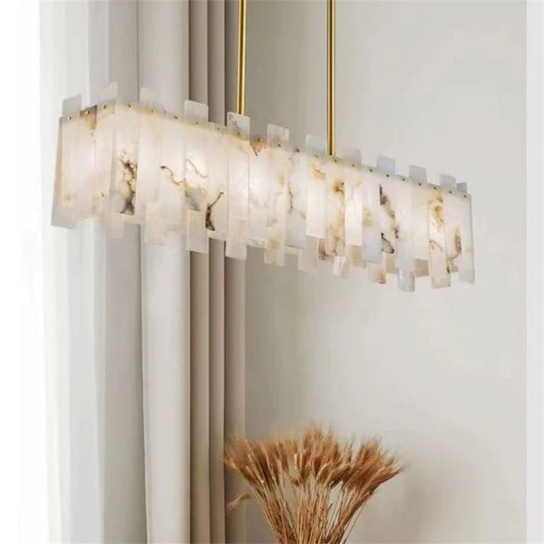 Alanbaster Linear Dentate Chandelier 39"